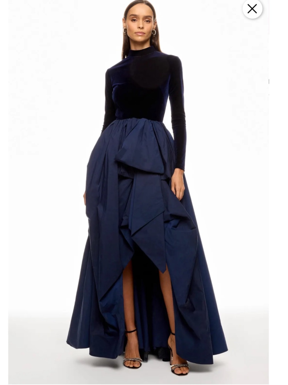 Marchesa Notte Velvet High Neckline Gown, Size: 2